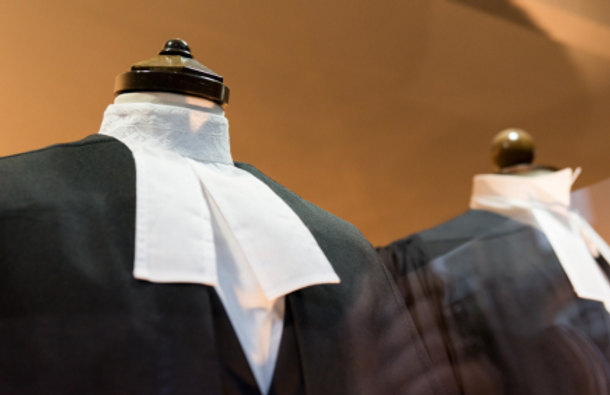 Barrister's gown on a mannequin.