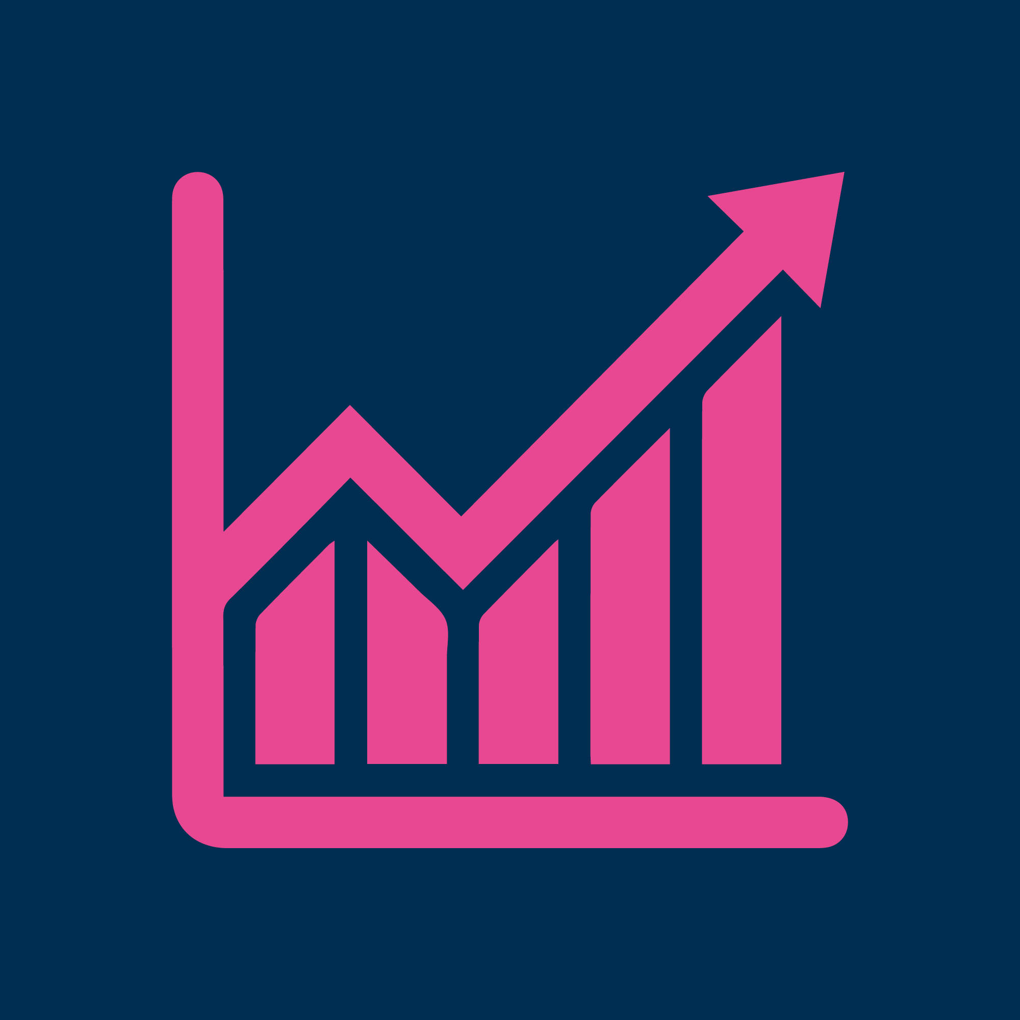 A graphic of a bar graph indicating progression upwards